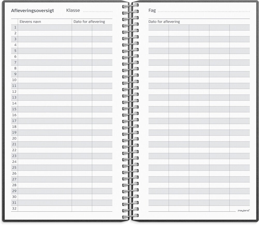 Mayland lærerkalender 25/26 lille uge højformat sort karton
