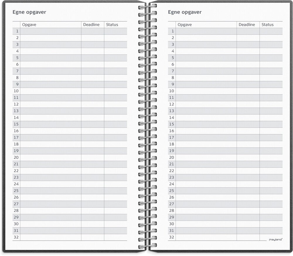 Mayland lærerkalender 25/26 lille uge højformat sort karton