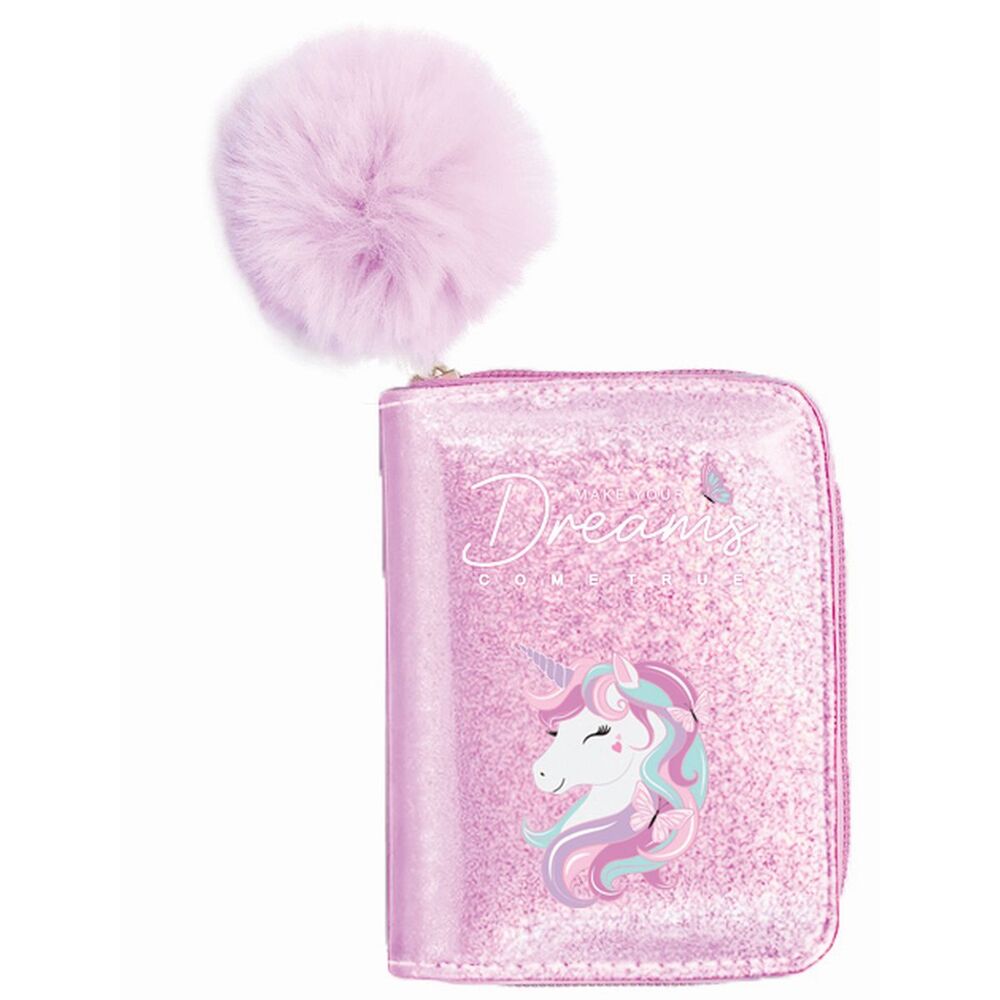 Tinka unicorn rosa m/plysvedhæng og lynlås