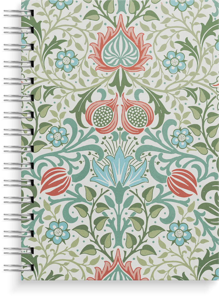 Notesbog A5 blue/green flowers KARTON 150 linjeret sider