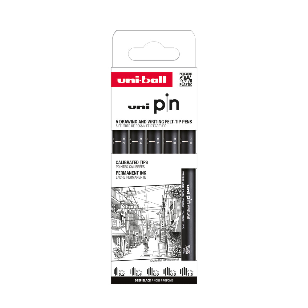 DRAWINGPEN UNI PIN FINELINER SORT 0,2 - 1 MM