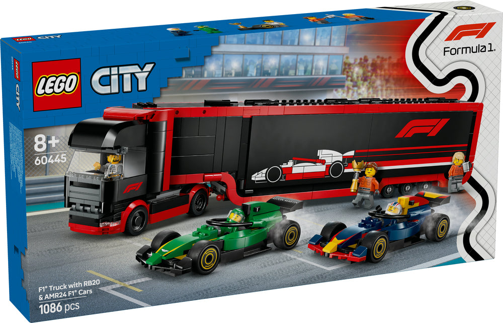D2 60445 LEGO City F1®-lastbil med RB20 og AMR24 F1®-biler