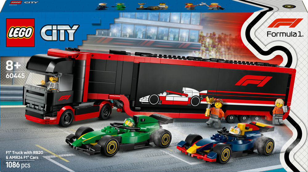 D2 60445 LEGO City F1®-lastbil med RB20 og AMR24 F1®-biler
