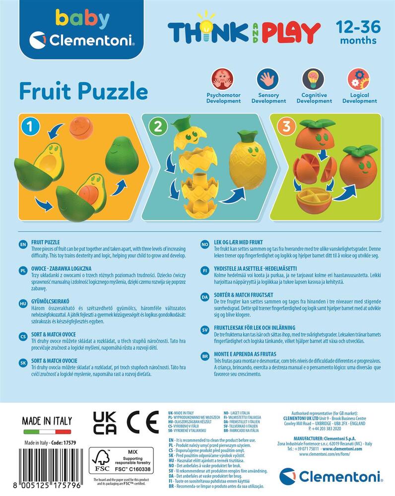 Clementoni Think and Play - Fruit puzzle