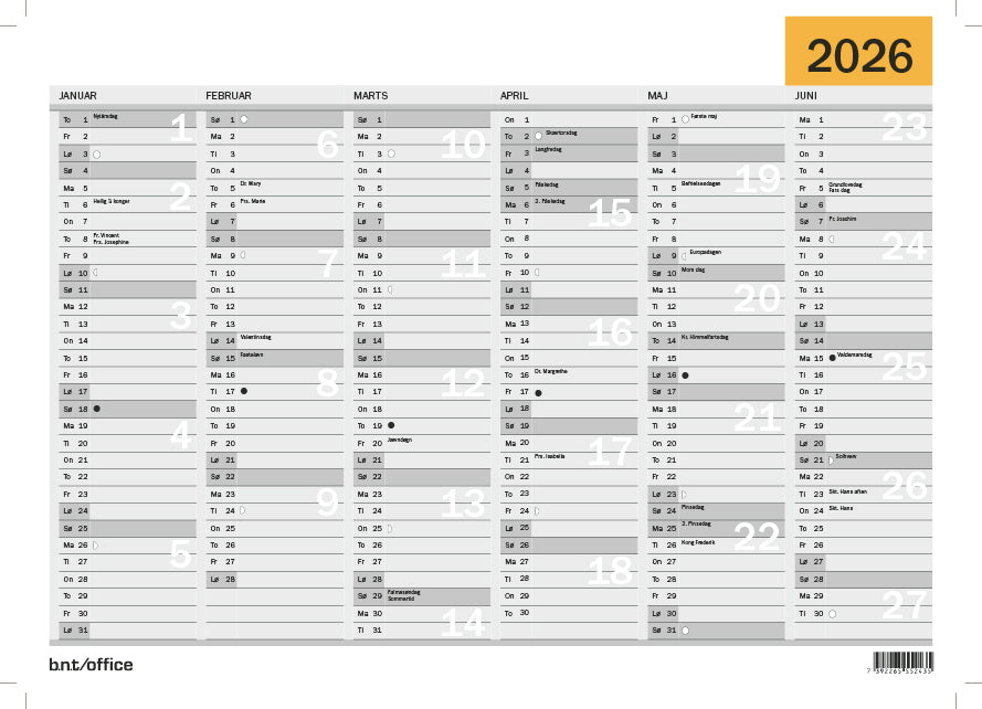 Vægkalender A4 2026