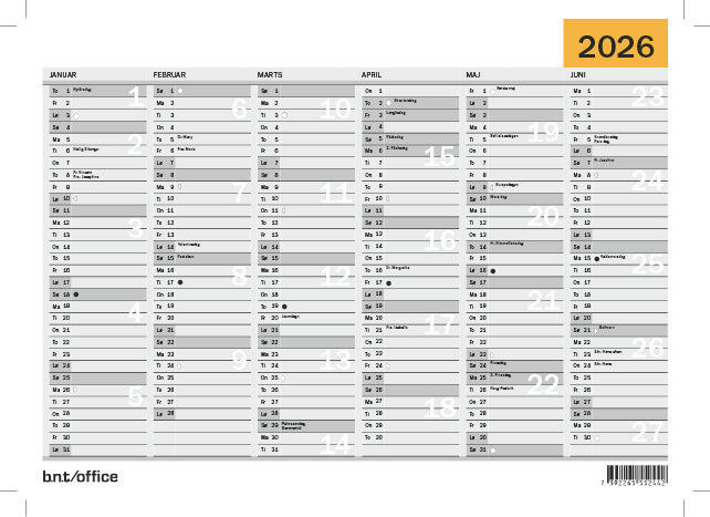 Vægkalender A5 2026