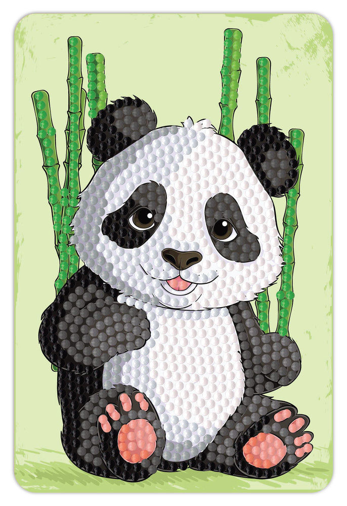 Diamond art panda og bambus 10 x 15 cm