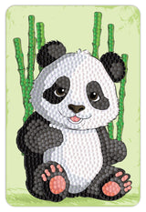 Diamond art panda og bambus 10 x 15 cm