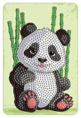 Diamond art panda og bambus 10 x 15 cm