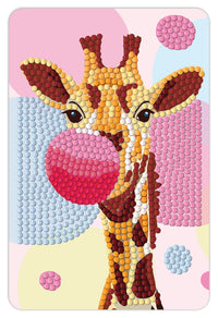 Diamond art giraf/bubbelgum 10 x 15 cm