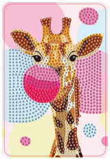Diamond art giraf/bubbelgum 10 x 15 cm