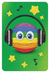 Diamond art smiley/regnbue med høretelefon 10 x 15 cm