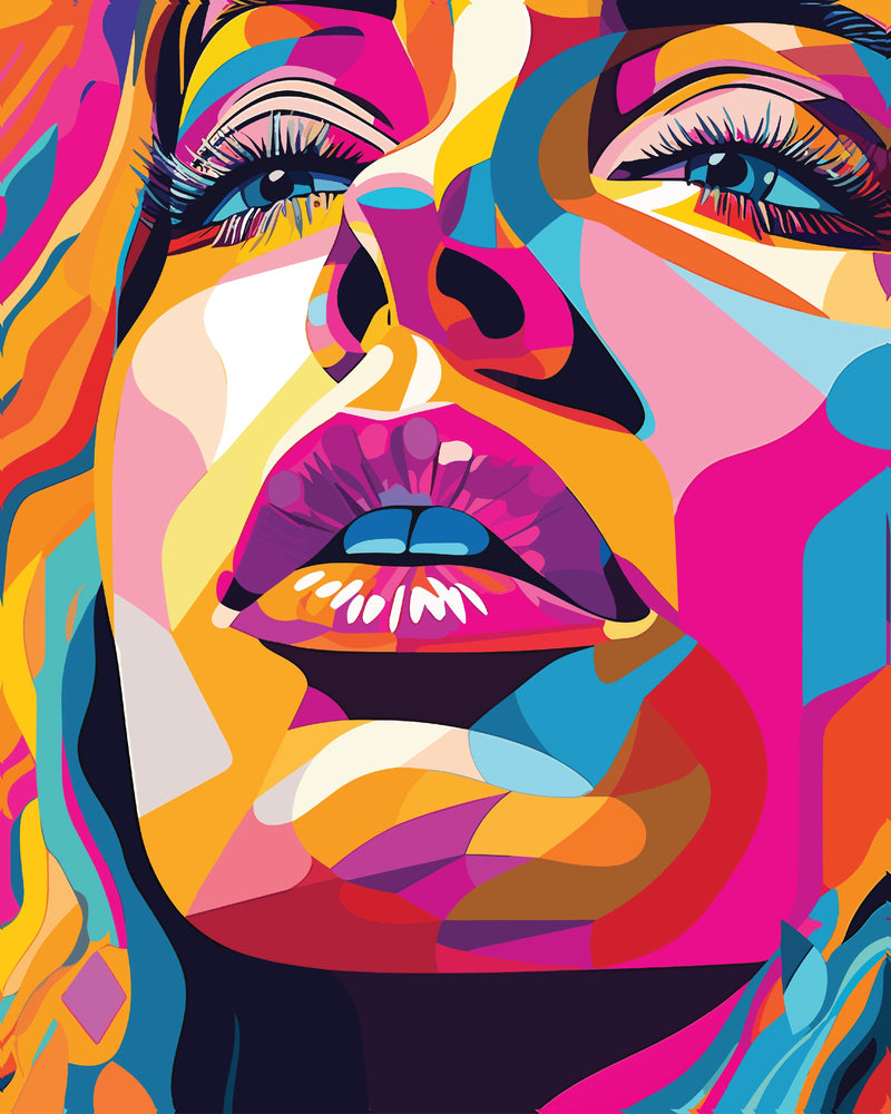 Diamond art ansigt farverig 40 x 50 cm