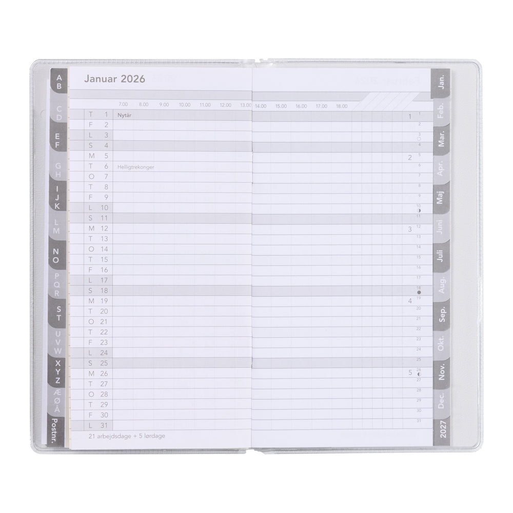 Månedskalender 2026 Klassisk Sort/Hvid