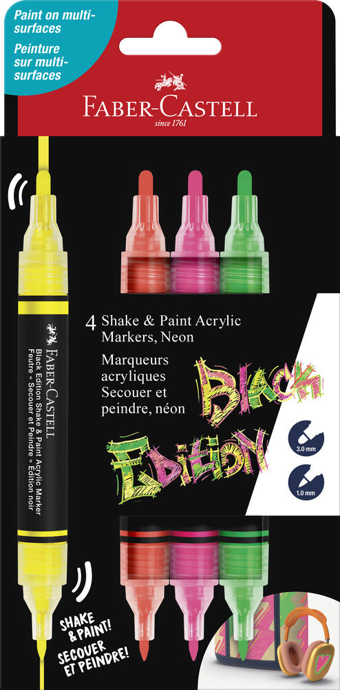 Marker Faber-Castell 4 Neon Black Edition Shake & Paint 2I1