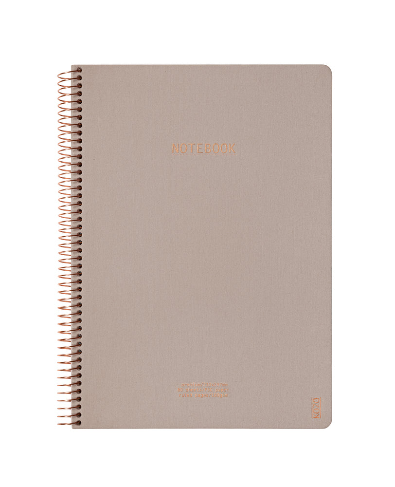 Notesbog KOZO A4 sand linjeret