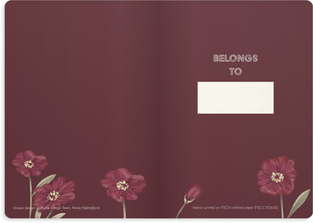 Notesbog Deluxe A5 Burgundy Flower