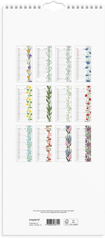 Vægkalender 2026 blomster