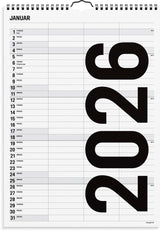 Familiekalender 2026 sort/hvid 3 kol