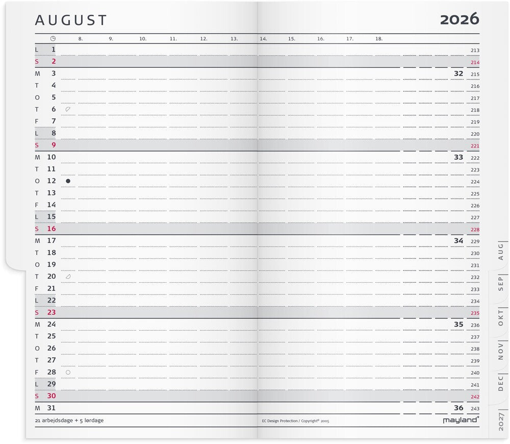 Index planner mini 2026 pp mørk grå