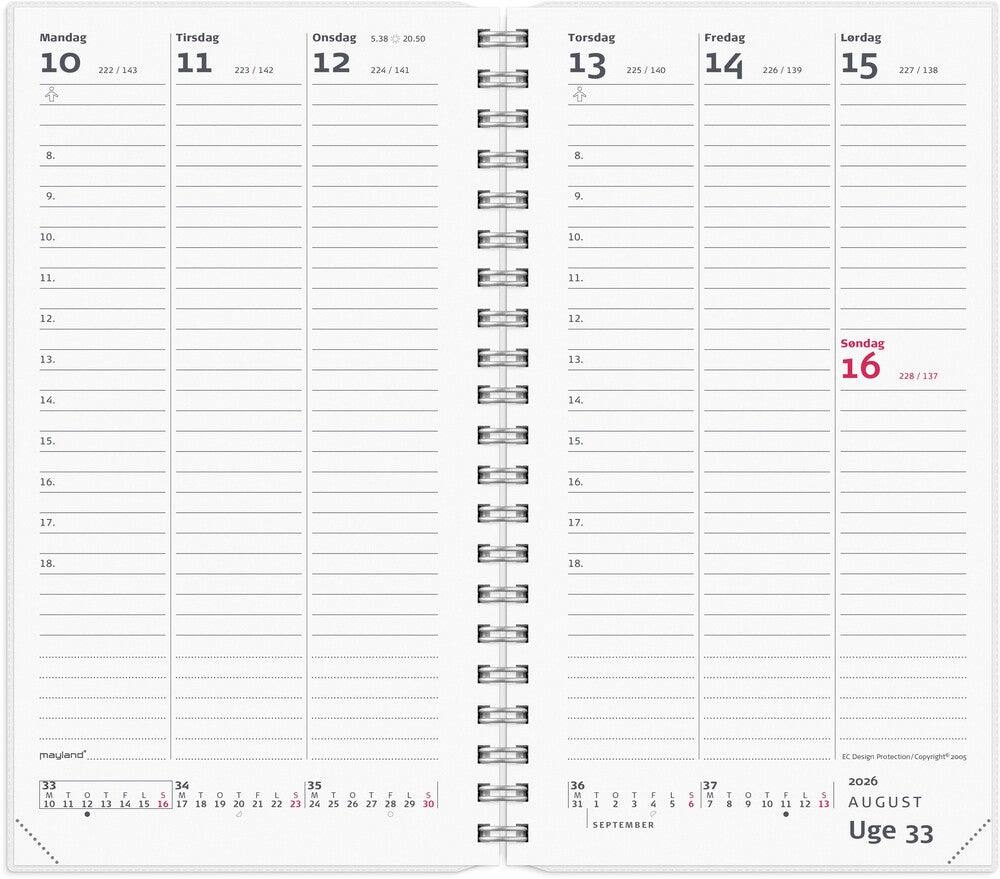 Week planner 2026 uge m/4 illu højformat