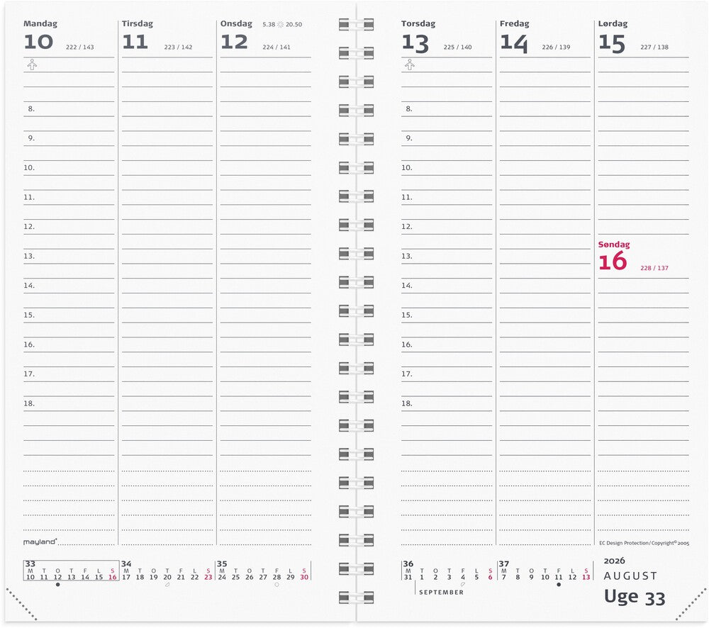 Week planner 2026 uge refill højformat