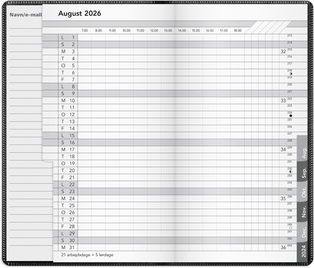 Kalender basic 2026 måned pp sort