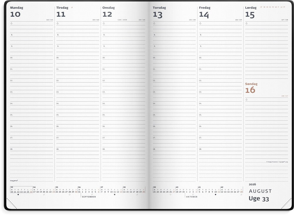 Kalender city diplomat 2026 uge vinyl rød