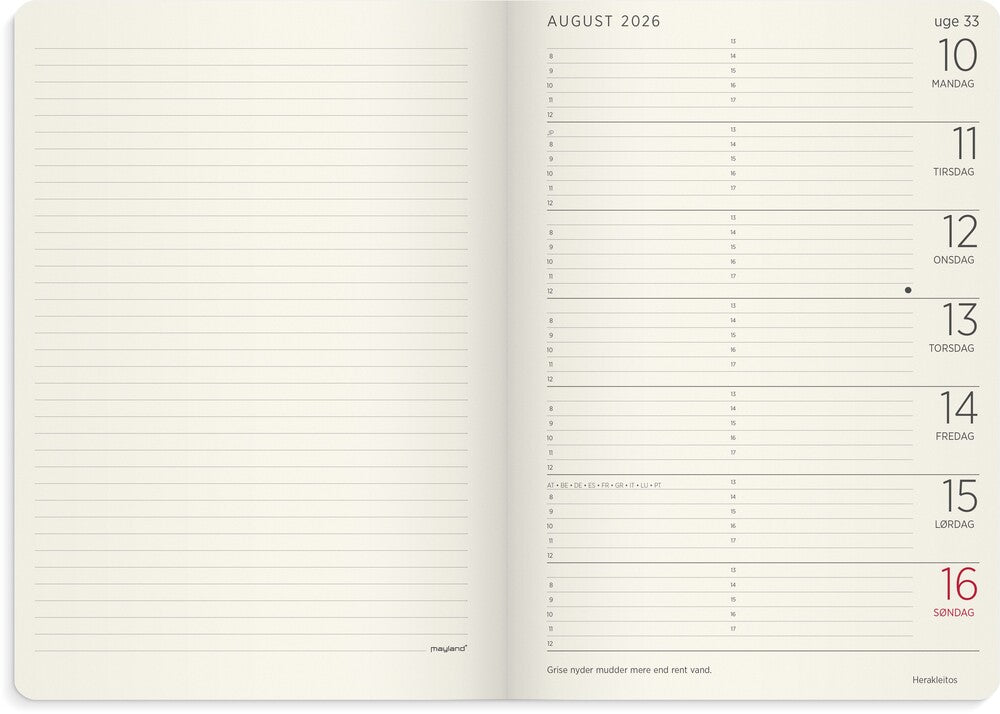 Ugekalender 2026 forma deluxe a5 sort