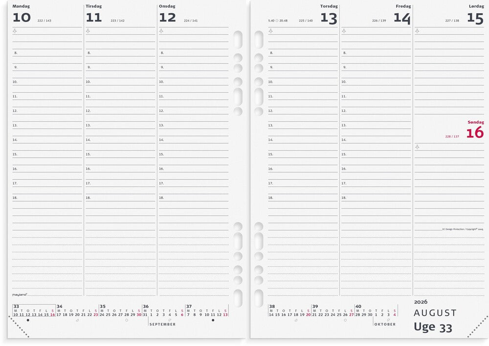Kalender system 2026 uge a5 refill