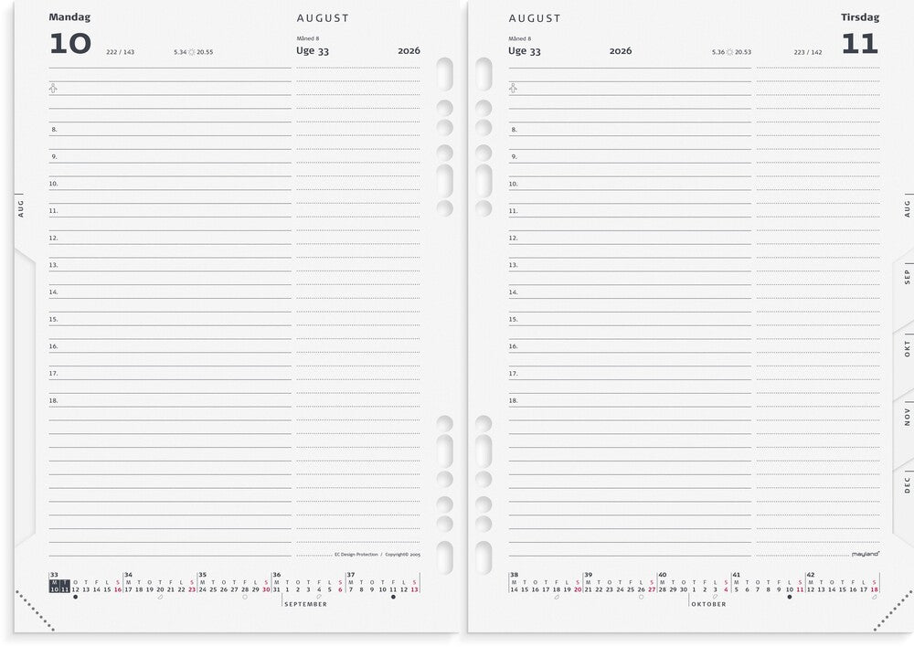 Kalender system 2026 dag a5 refill