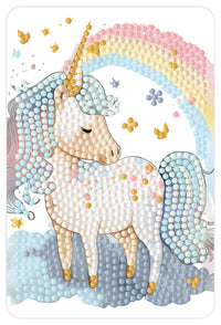 Diamond art unicorn m/regnbue 10 x 15 cm