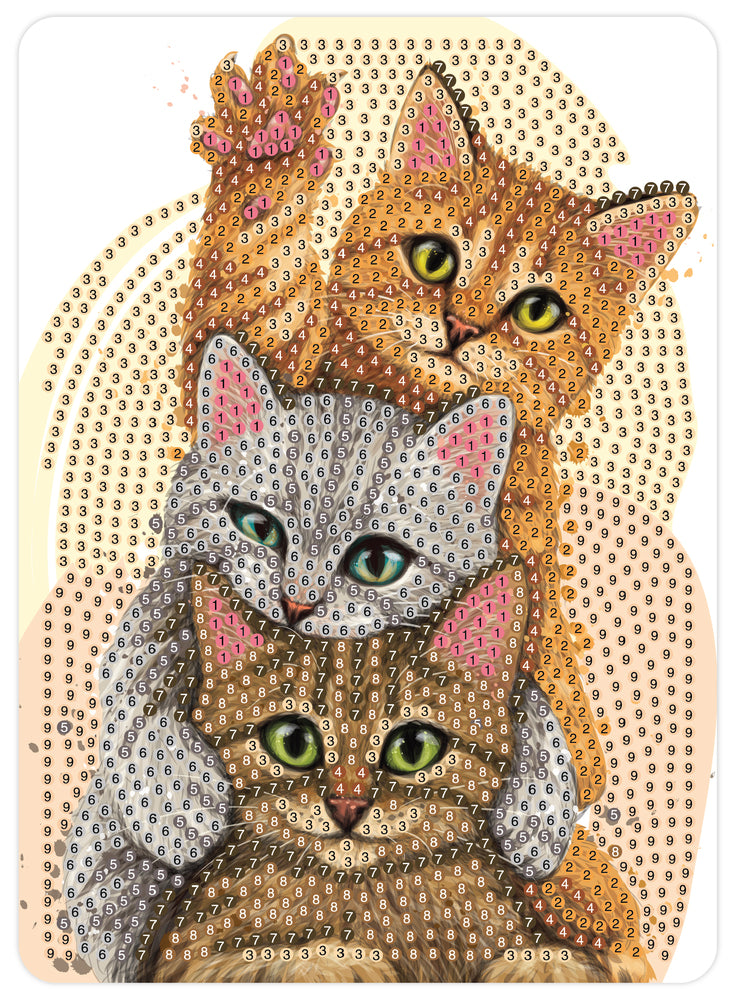 Diamond art kattekillinger 13 x 18 cm