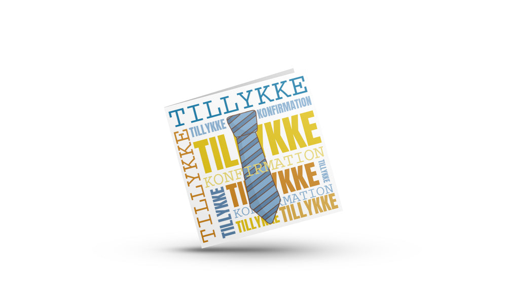 Kort Dobbelt m/konvolut Tillykke Med Konfirmationen Slips