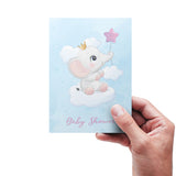 Kort Dobbelt m/konvolut Baby Shower Lyserød M/ Elefant