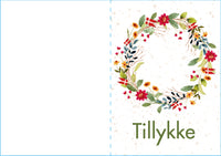 Kort 4/4 m/konvolutter tillykke/happy birthday