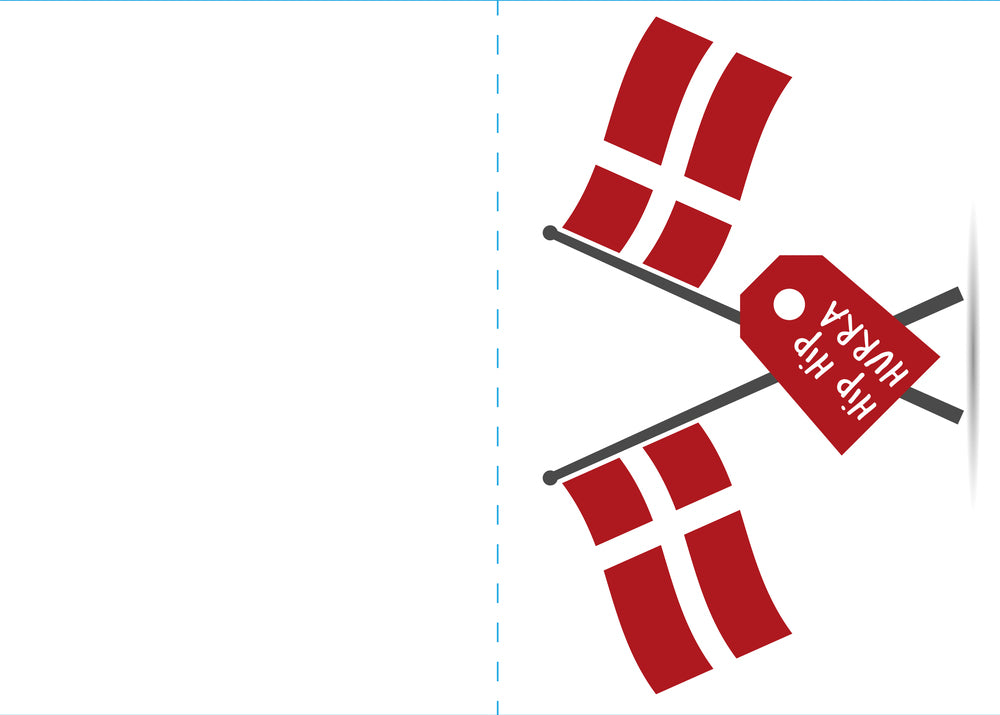 Kort 4/4 m/konvolutter hip hip hurra/tillykke