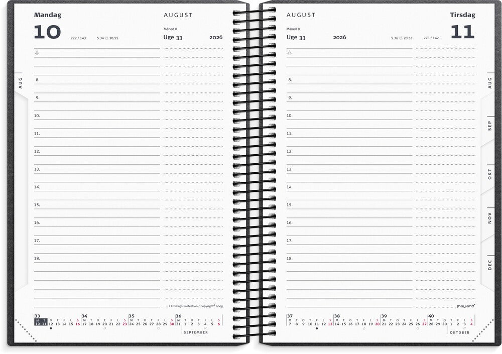 Mayland StudieKALENDER 26/27 sort karton Stor. 1 dag pr. side