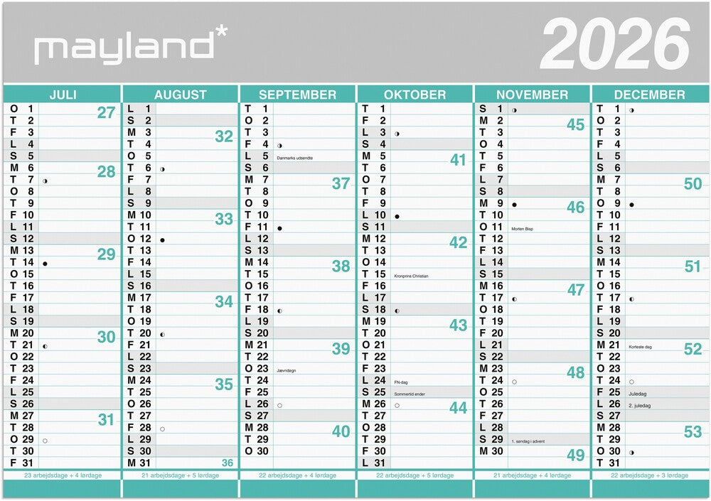 Mayland KÆMPEKALENDER 26/27 2X6 MDR. VENDBAR