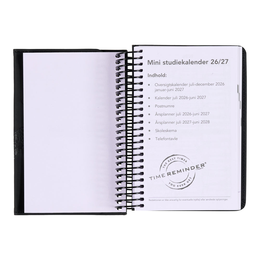 Studiekalender 2026/27 PU Mini Skildpadde præg Sort m/klap