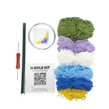 Hækle kit pastel blomster 6 stk i blå,lilla,hvid