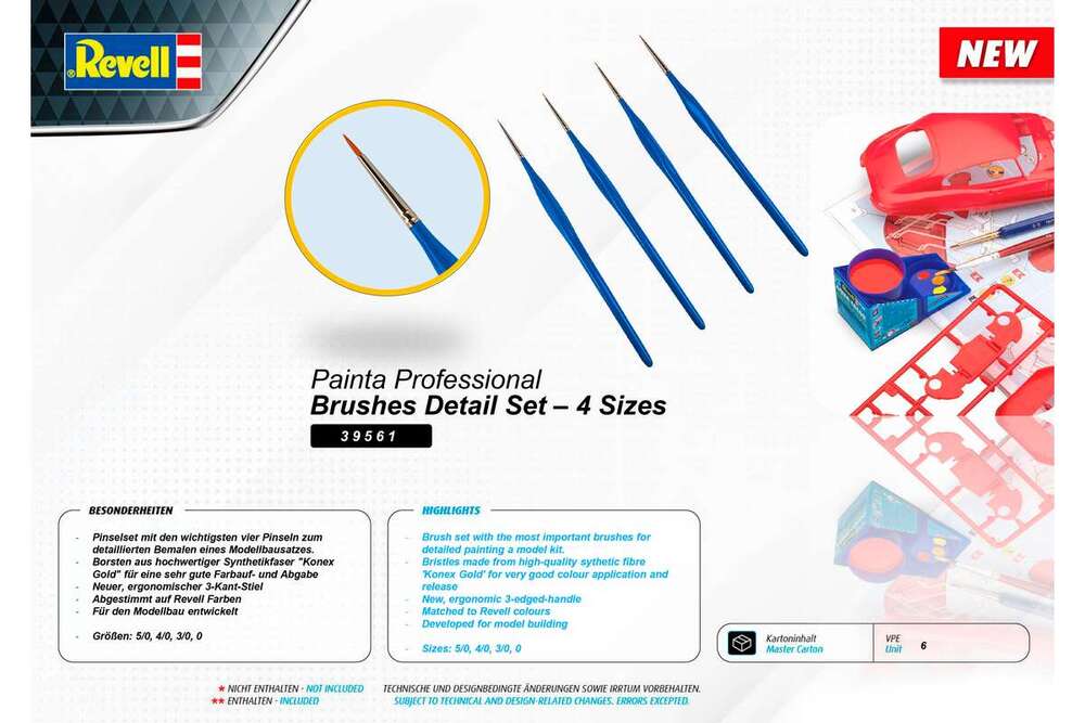 Painta proff. synth. brush set 5/0, 4/0, 3/0, 0