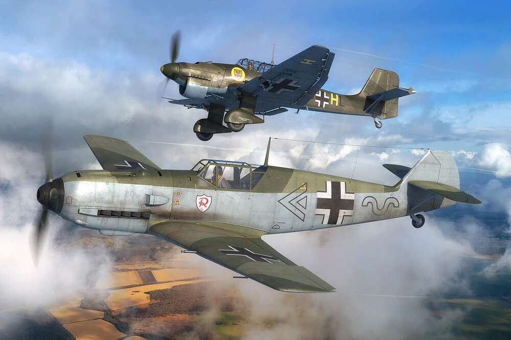 Starter Kit Messerschmitt Bf109E+Ju87B Stuka 1:144