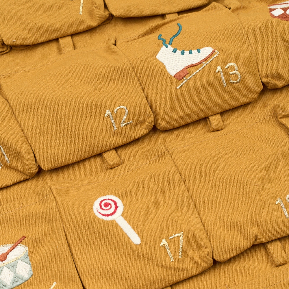 Wall Calendar - Nostalgia embroidery - Ochre