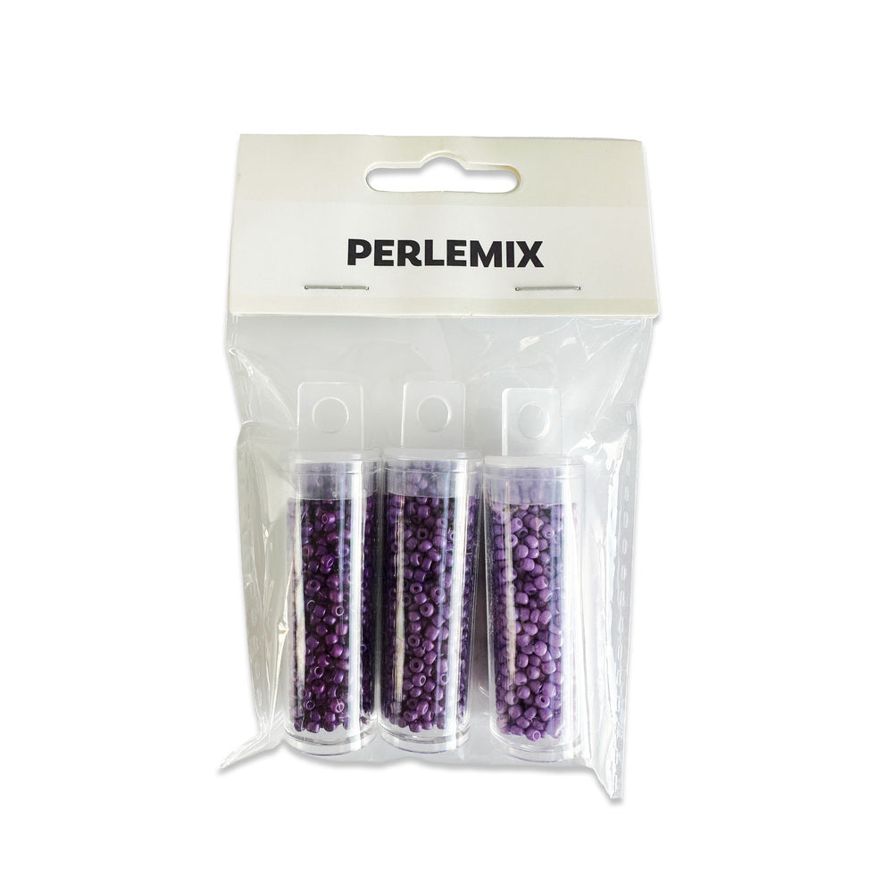 Perler i rør mørkelilla/lilla/lyslilla 3 ass