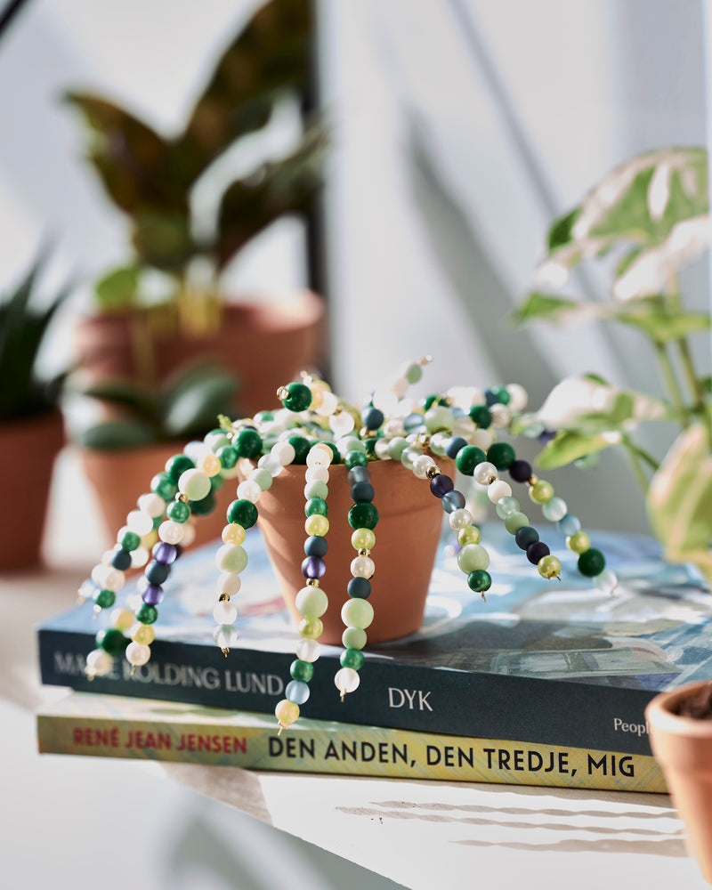 Perler æske matte grøn/blå/guld/offwhite tone i tone mix