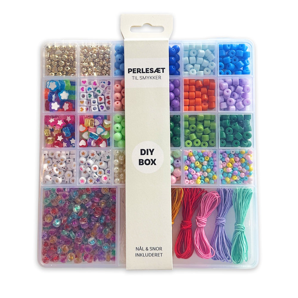 Perler æske trendy mix blå/lysegrøn/rosa/bogstaver nål/tråd
