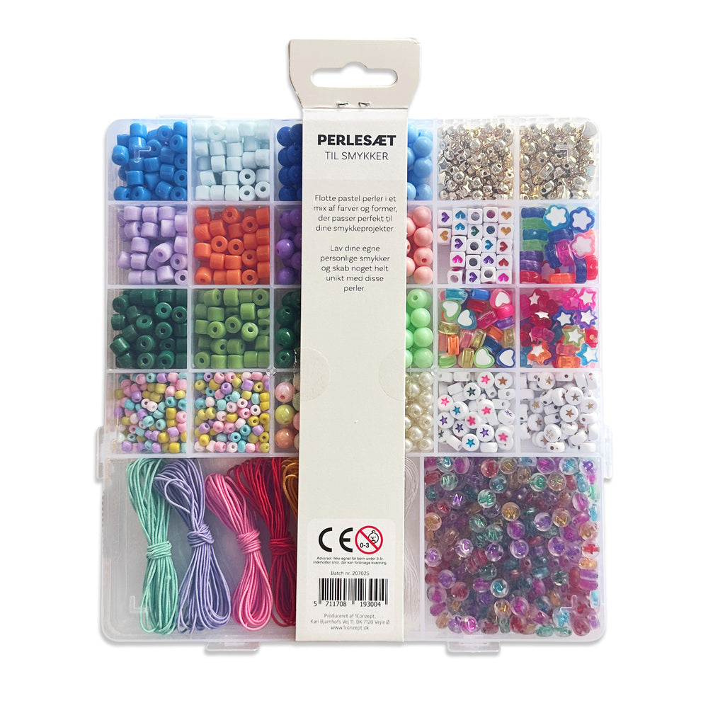 Perler æske trendy mix blå/lysegrøn/rosa/bogstaver nål/tråd