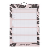 Familiekalender 2027 A4 Grafisk 5Pers. Årsoversigt 2027/2028