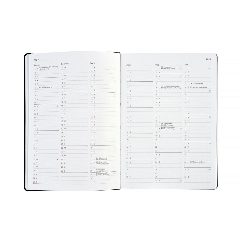 Kalender Wera Björn 2027 Kastanjebrun A5 uge horisontal